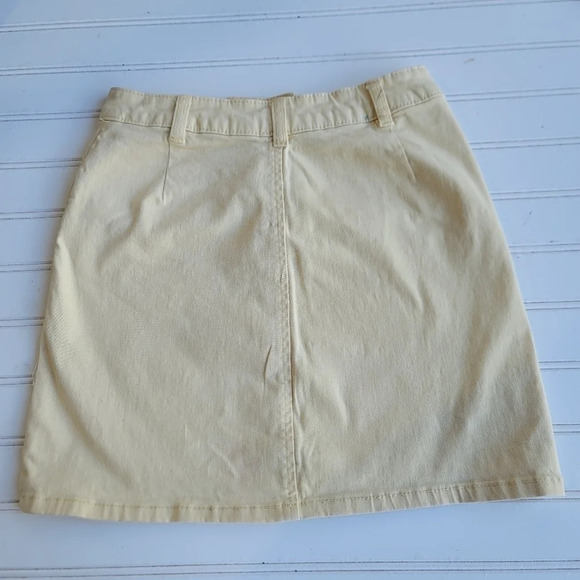 Copper Key Light Yellow Mini Skirt Super Stretchy Jeans Buttons Juniors sz 3 - Picture 9 of 10
